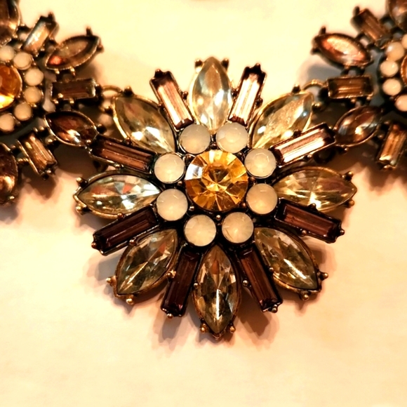 Vintage collar statement necklace grey white champange - Picture 4 of 8